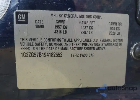 2009 Pontiac G6 from USA, damaged, VIN 1G2ZG57B194182552